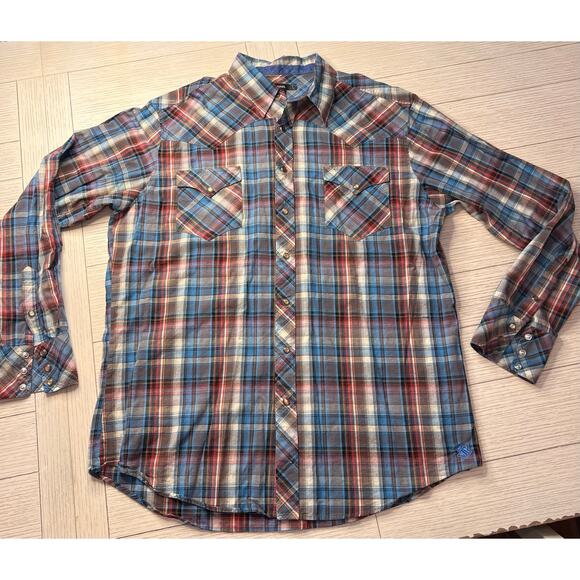 Tin Haul men's pearl snap button down plaid western style shirt. Long sleeve. XL - Picture 1 of 10